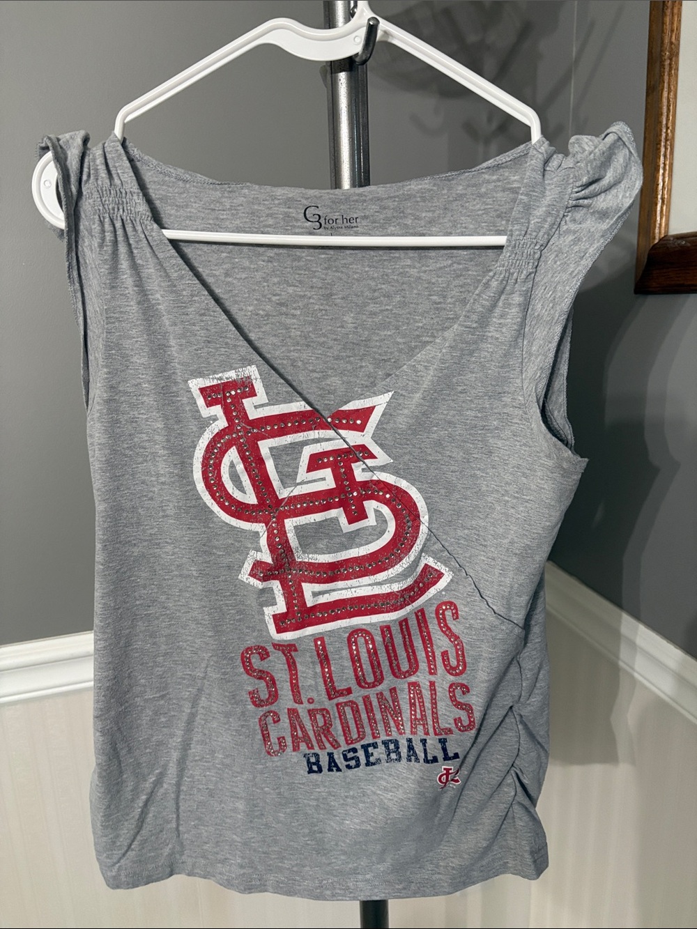 St. Louis Cardinals Women's Gray Tank Top with Red Logo